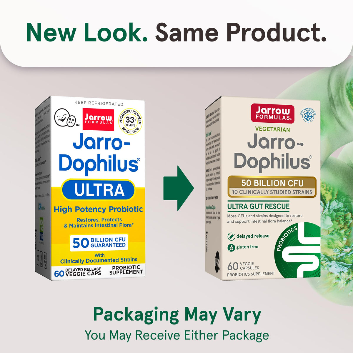 Jarrow Formulas Jarro-Dophilus Ultra Gut Rescue étiquette avec informations de dosage