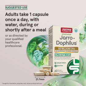 Jarrow Formulas Jarro-Dophilus Ultra Gut Rescue vue arrière du flacon