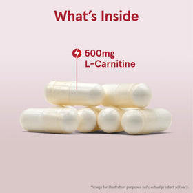 Jarrow Formulas L-Carnitine 500mg capsule unique sur fond blanc