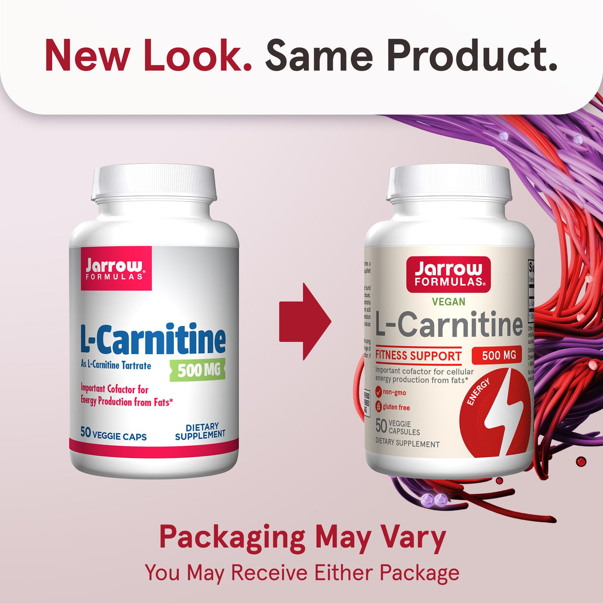 Jarrow Formulas L-Carnitine 500mg capsules à l'intérieur du flacon