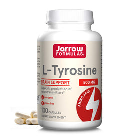 Jarrow Formulas L-Tyrosine 500 mg bouteille de 100 gélules vue de face