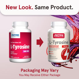 Jarrow Formulas L-Tyrosine 500 mg étiquette avec détails du produit