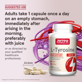 Jarrow Formulas L-Tyrosine 500 mg gélules sur une table