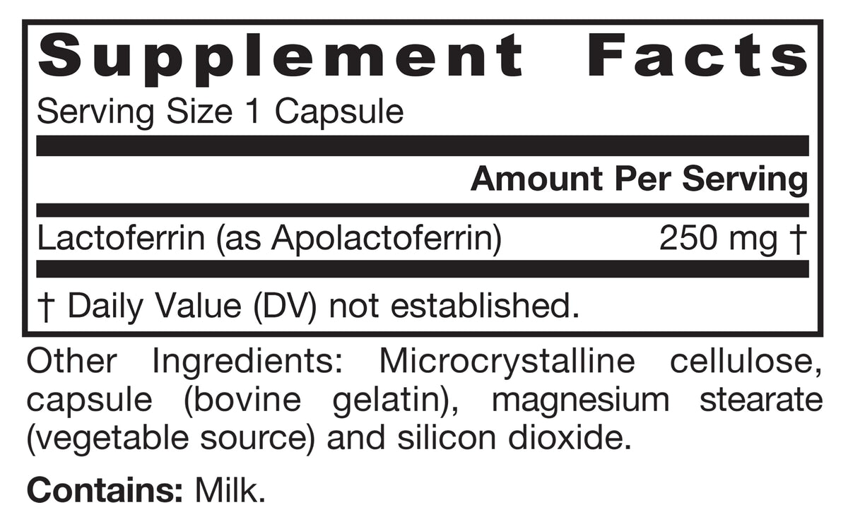 Jarrow Formulas Lactoferrin 250 mg 60 capsules en mode de vie
