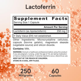 Jarrow Formulas Lactoferrin 250 mg avec une cuillère pour dosage