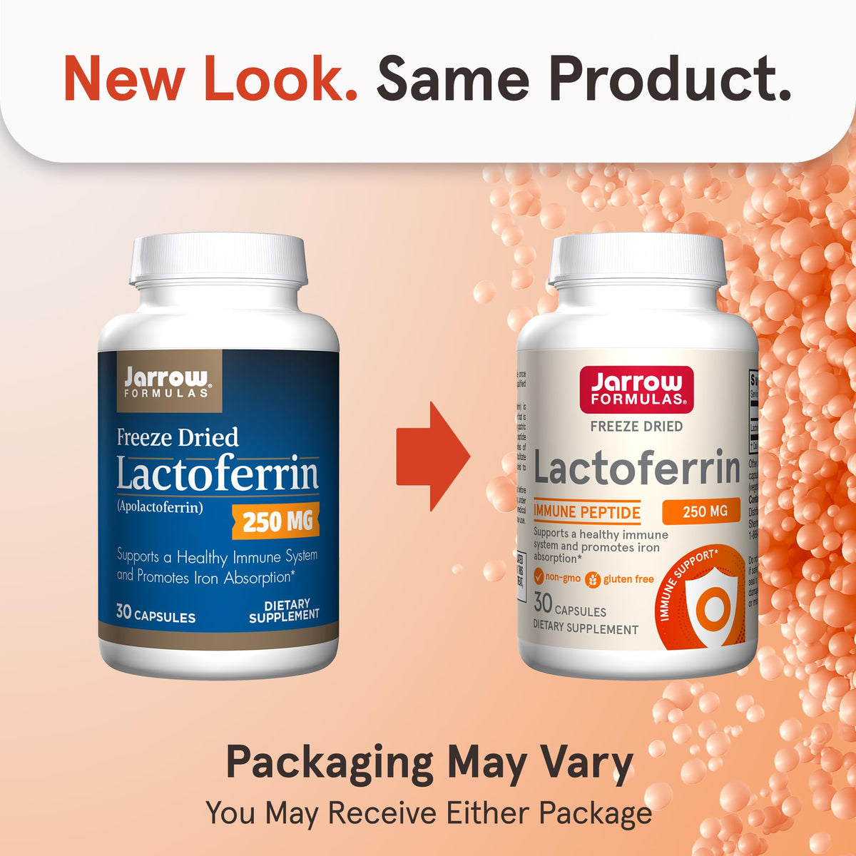 Jarrow Formulas Lactoferrin 250 mg capsules ouvertes