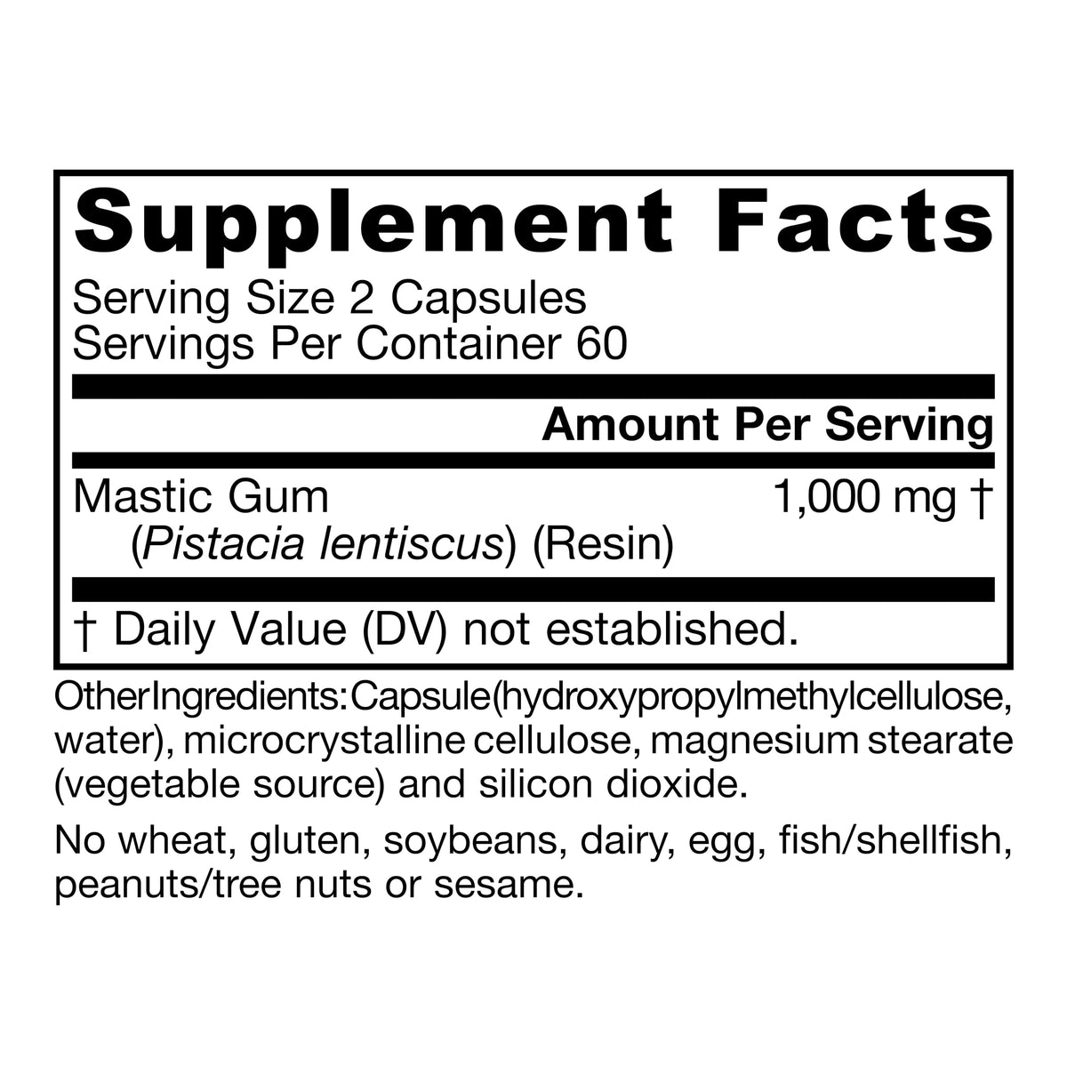 Jarrow Formulas Mastic Gum 1000 mg 120 capsules, vue de côté