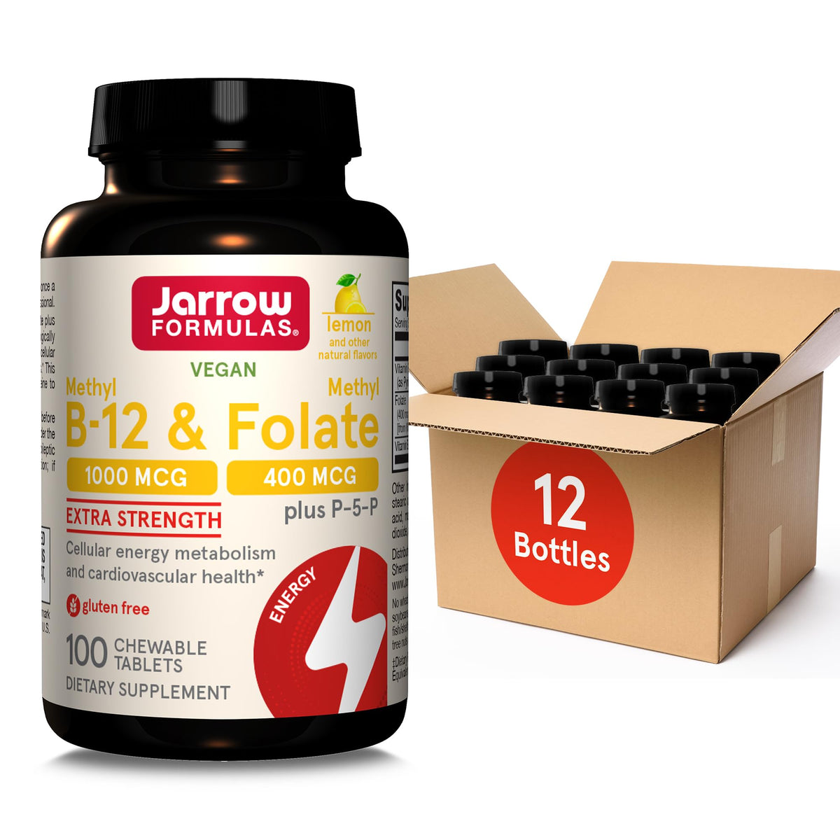 Jarrow Formulas Methyl B-12 1000MCG 400MCG comprimés à mâcher lemon