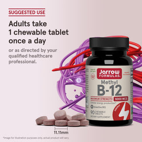 Jarrow Formulas Methyl B-12 5000 mcg comprimés à mâcher avec d'autres compléments