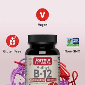 Jarrow Formulas Methyl B-12 5000 mcg comprimés à mâcher dans une main
