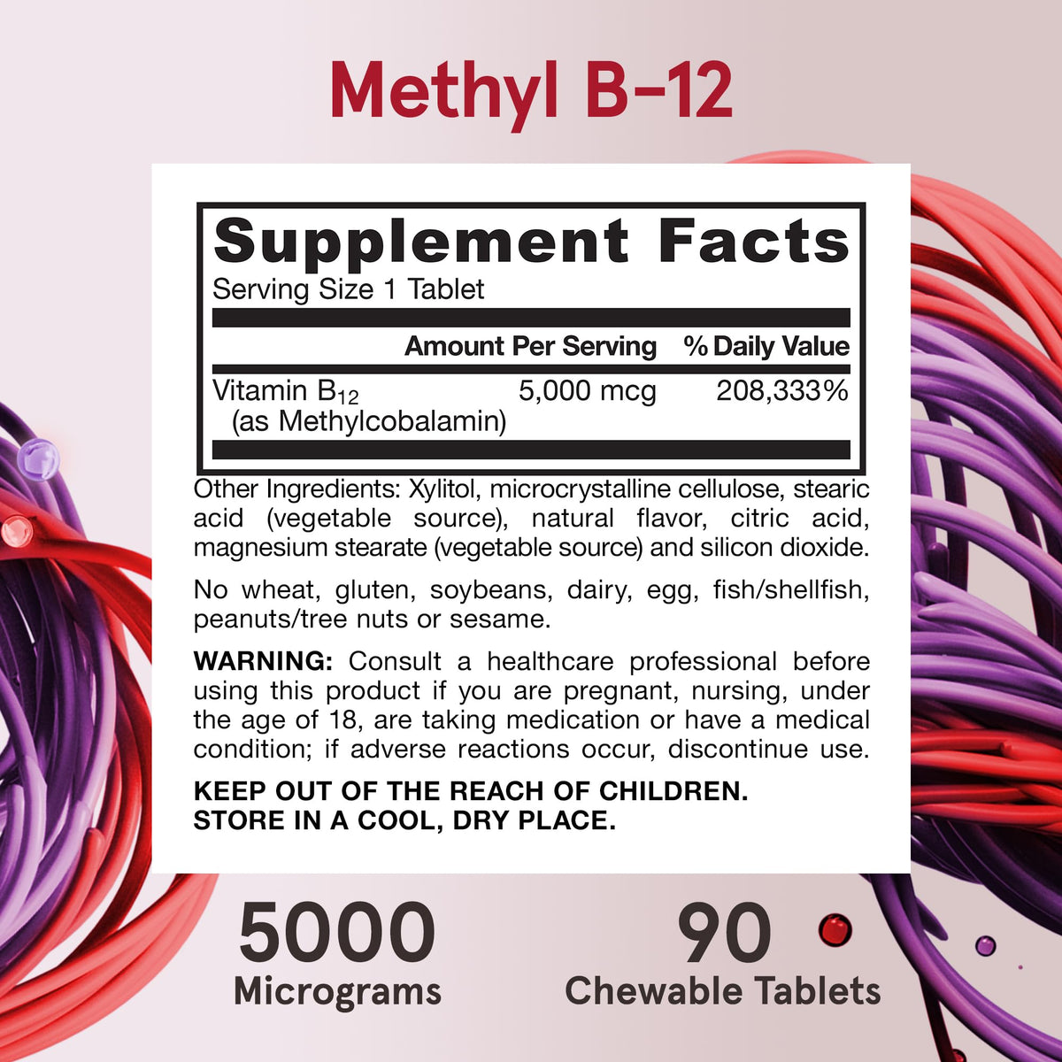 Jarrow Formulas Methyl B-12 5000 mcg comprimés à mâcher goût cerise