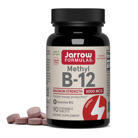 Jarrow Formulas Methyl B-12 5000 mcg comprimés à mâcher vue avant