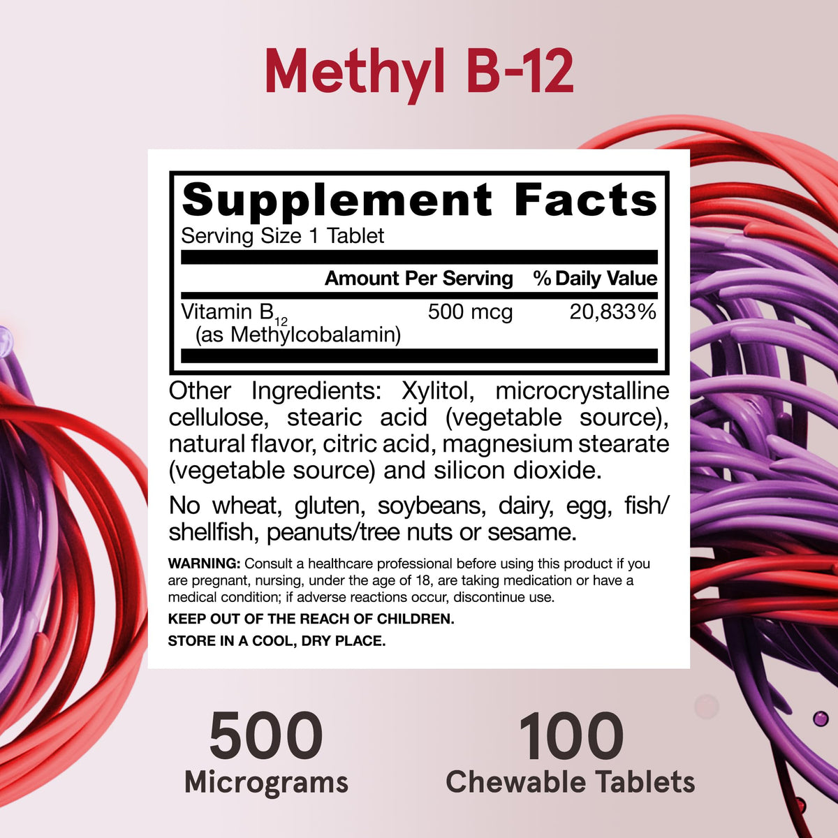 Jarrow Formulas Methyl B-12 500mcg comprimés à mâcher avec des fruits cerise