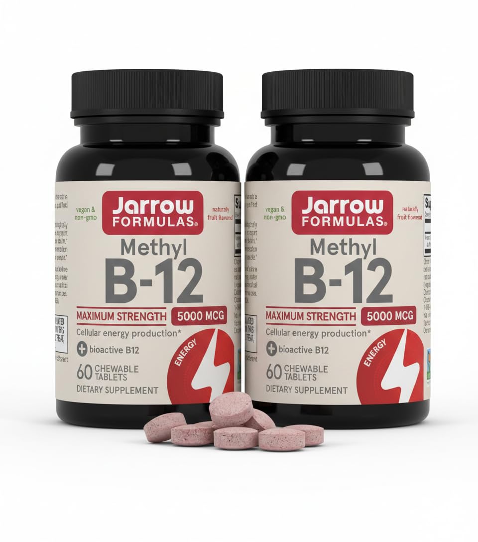 Jarrow Formulas Methyl B12 5000 mcg comprimés à croquer, vue de face