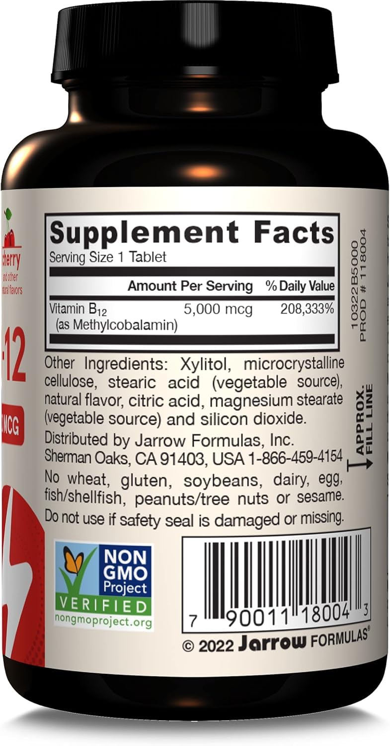 Jarrow Formulas Methyl B12 5000 mcg, illustration de l'utilisation quotidienne