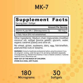 Jarrow Formulas MK-7 gélules avec bouteille ouverte