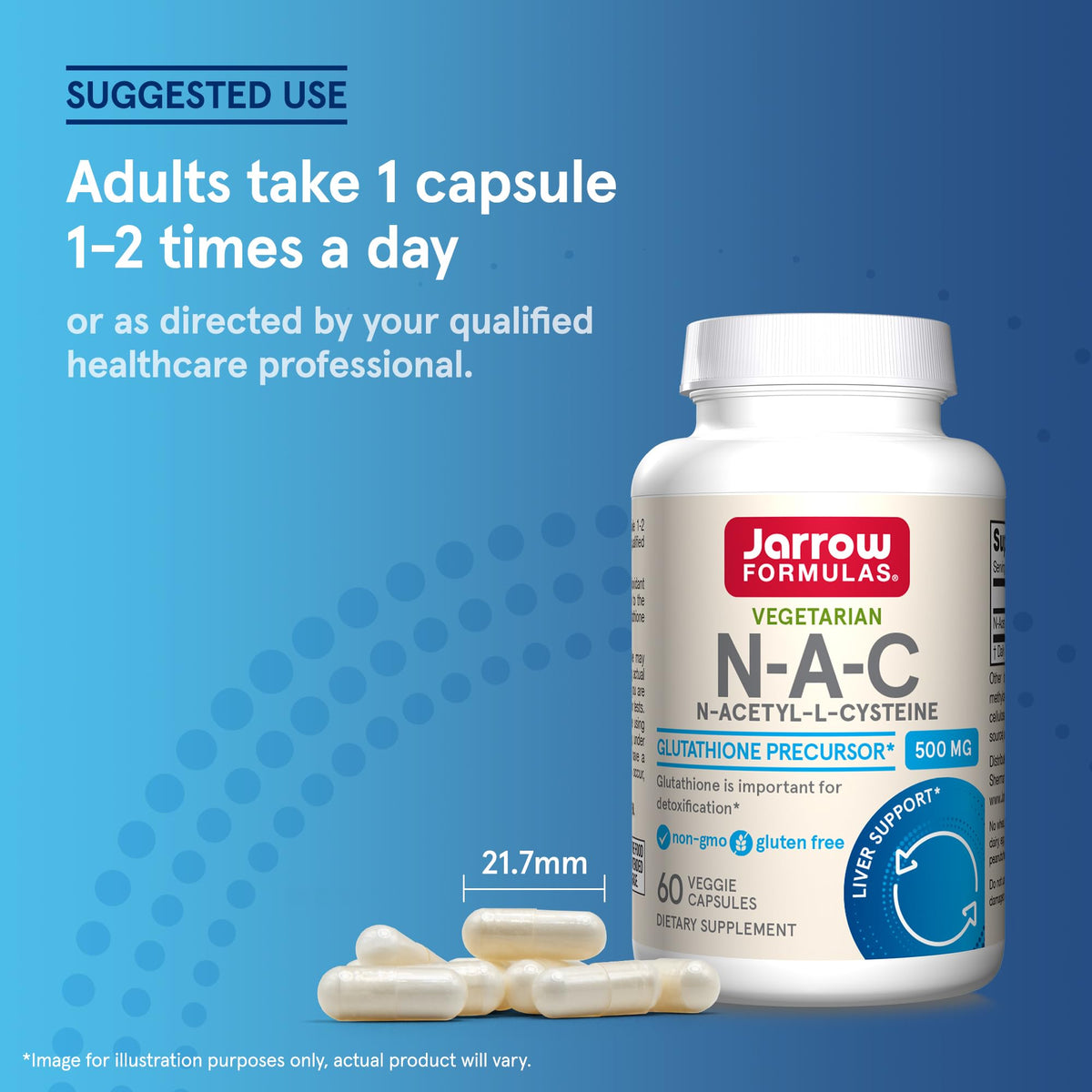 Jarrow Formulas N-A-C 500 mg capsules en main