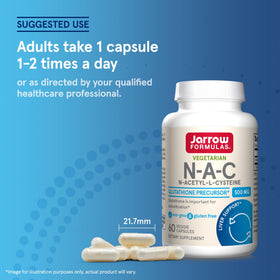Jarrow Formulas N-A-C 500 mg capsules en main