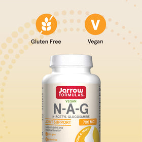 Jarrow Formulas N-A-G 700 mg capsules avec un verre d'eau