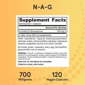 Jarrow Formulas N-A-G 700 mg produit avec des ingrédients