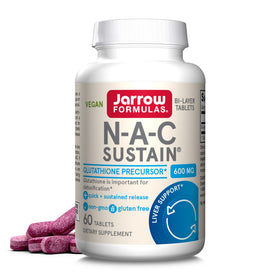 Jarrow Formulas NAC Sustain 600 mg comprimés vue de face