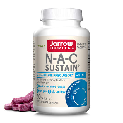 Jarrow Formulas NAC Sustain 600 mg comprimés vue de face