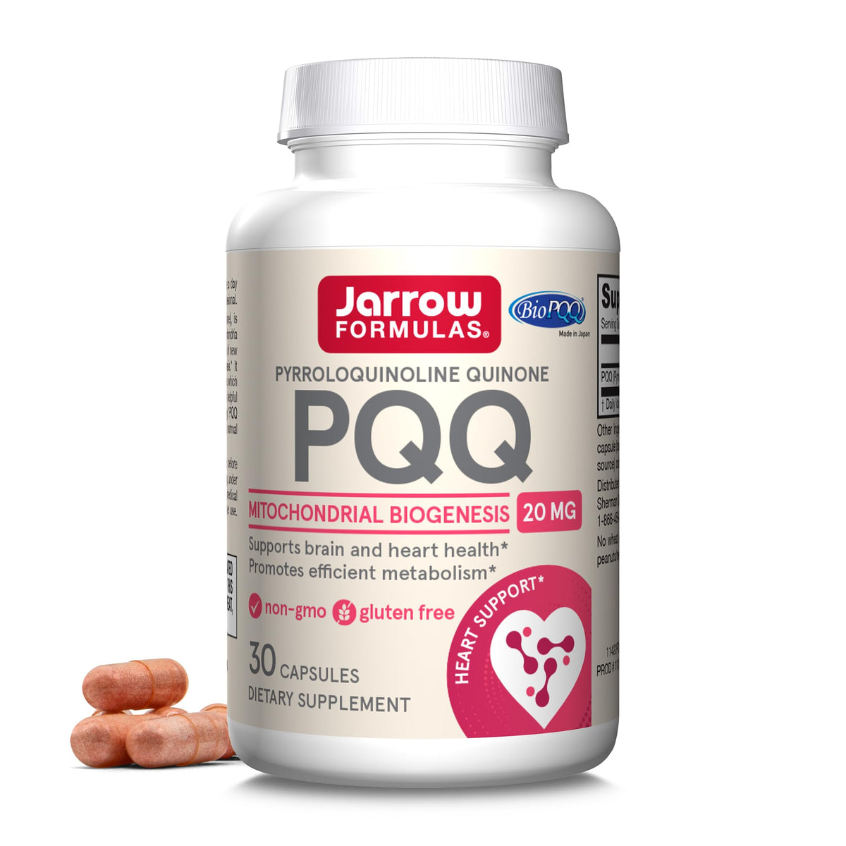 Jarrow Formulas PQQ 20 mg boîte de 30 capsules vue avant