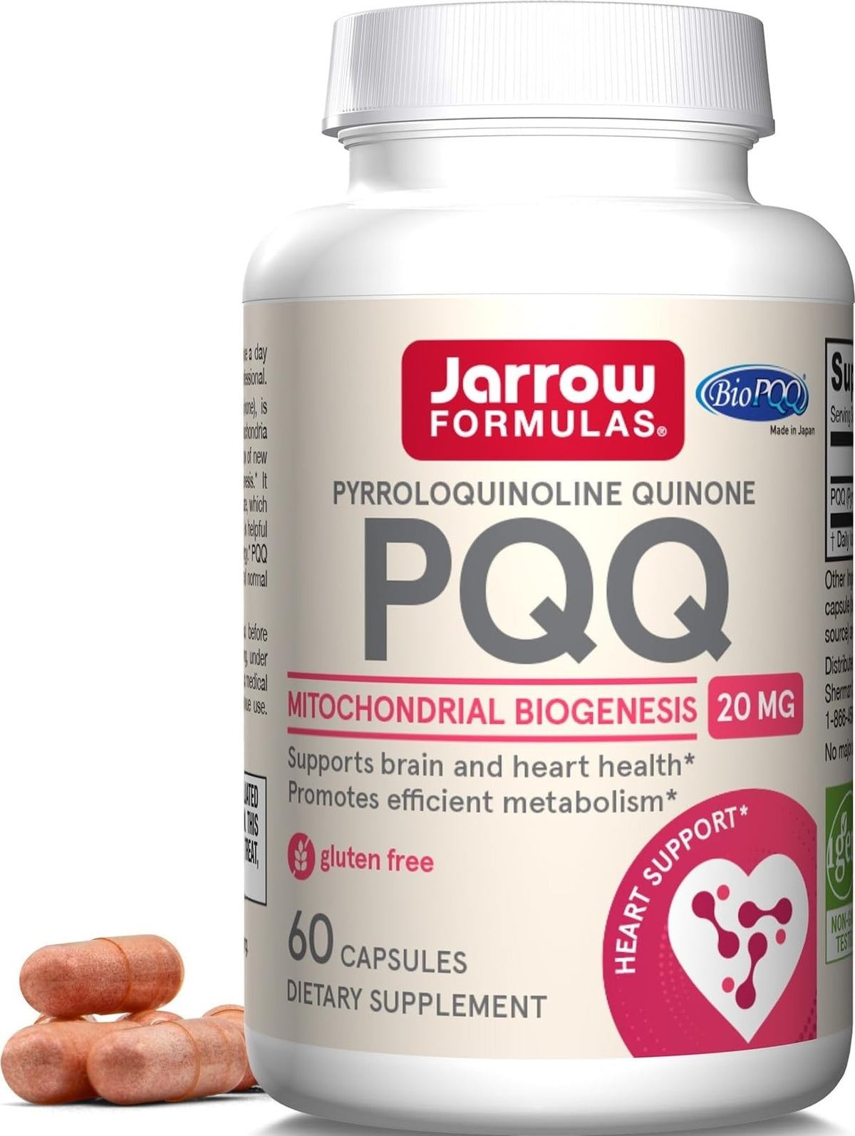 Jarrow Formulas PQQ 20 mg Complément Alimentaire Capsules avant