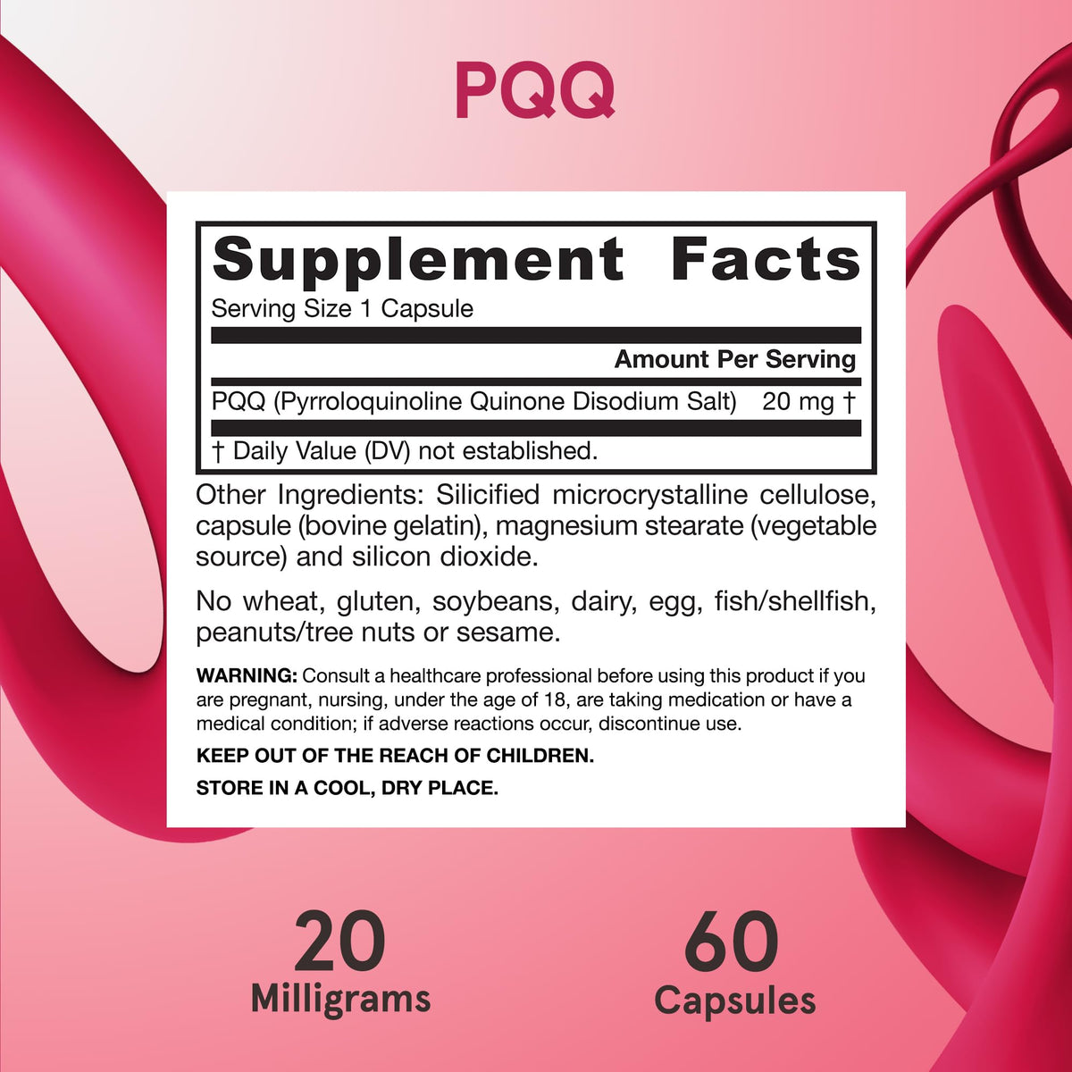 Jarrow Formulas PQQ 20 mg Complément Alimentaire Capsules sur table