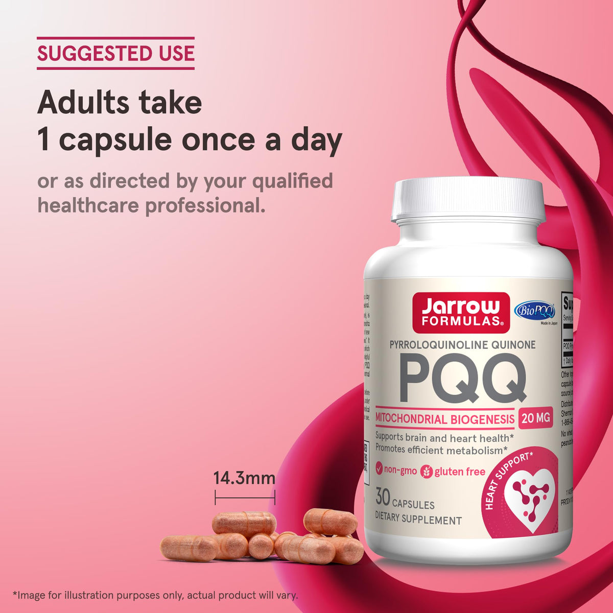 Jarrow Formulas PQQ 20 mg vue de côté de l'emballage