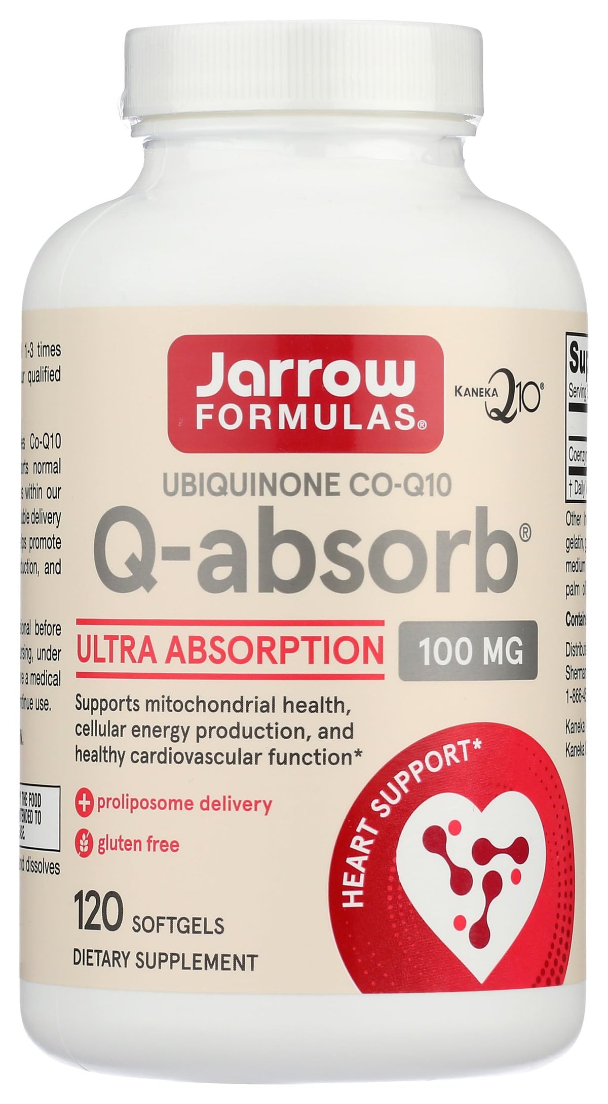 Jarrow Formulas Q-Absorb CoQ10 100 MG vue de face