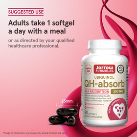 Jarrow Formulas QH-Absorb 200 mg gélules avec verre d'eau