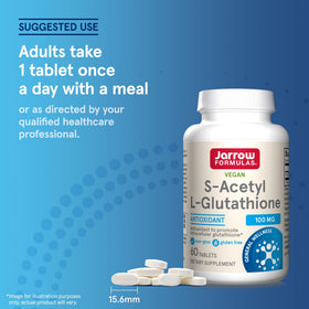 Jarrow Formulas S-Acetyl L-Glutathione 100 mg, vue de dessus