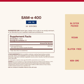 Jarrow Formulas SAMe 400 mg comprimés avec verre d'eau