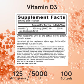 Jarrow Formulas Vitamine D3 125 mcg, étiquette du produit