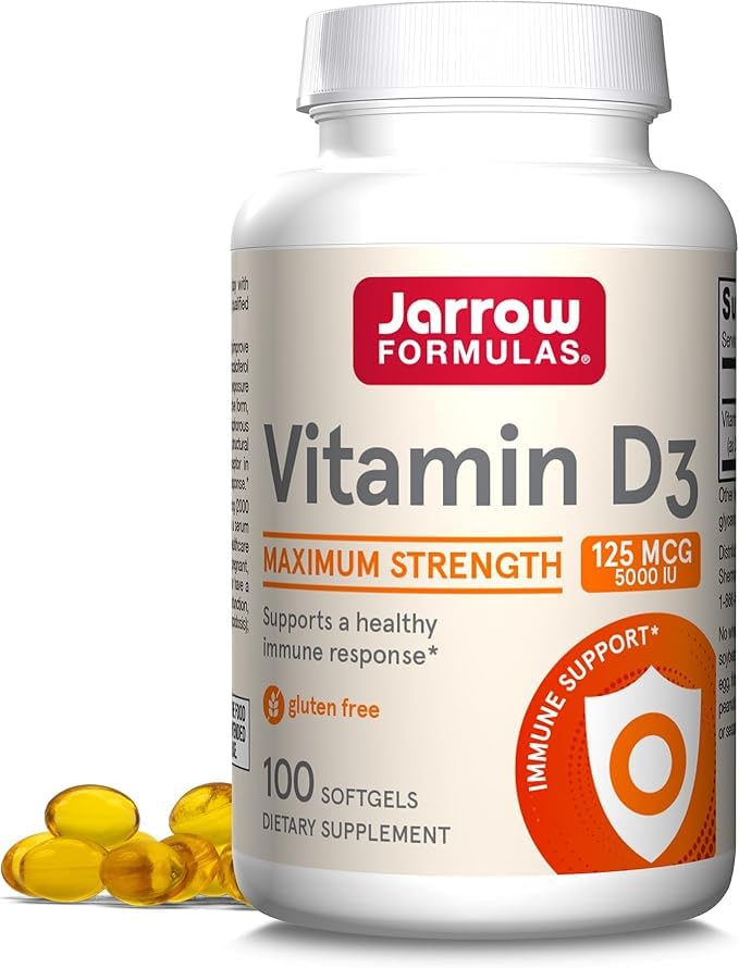 Jarrow Formulas Vitamine D3 5000 UI 100 gélules, vue de face