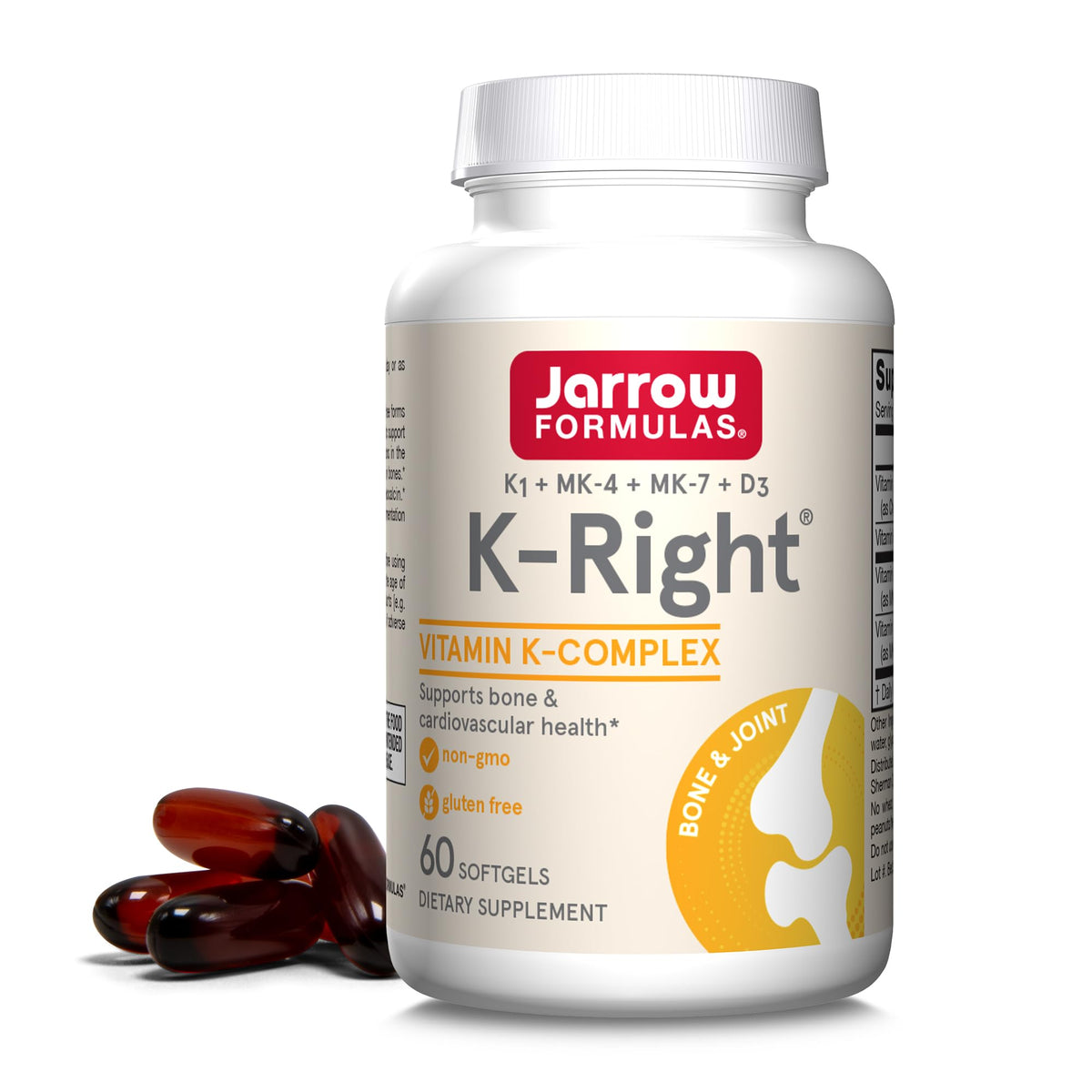 Jarrow K-Right 60 gélules de vitamine K2 MK-7 vue avant