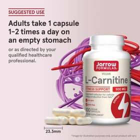 Jarrow L-Carnitine 500 mg capsules with a glass of water
