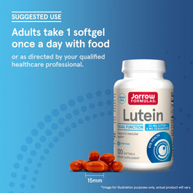Jarrow Lutein 20 mg avec Zeaxanthin sur un fond blanc