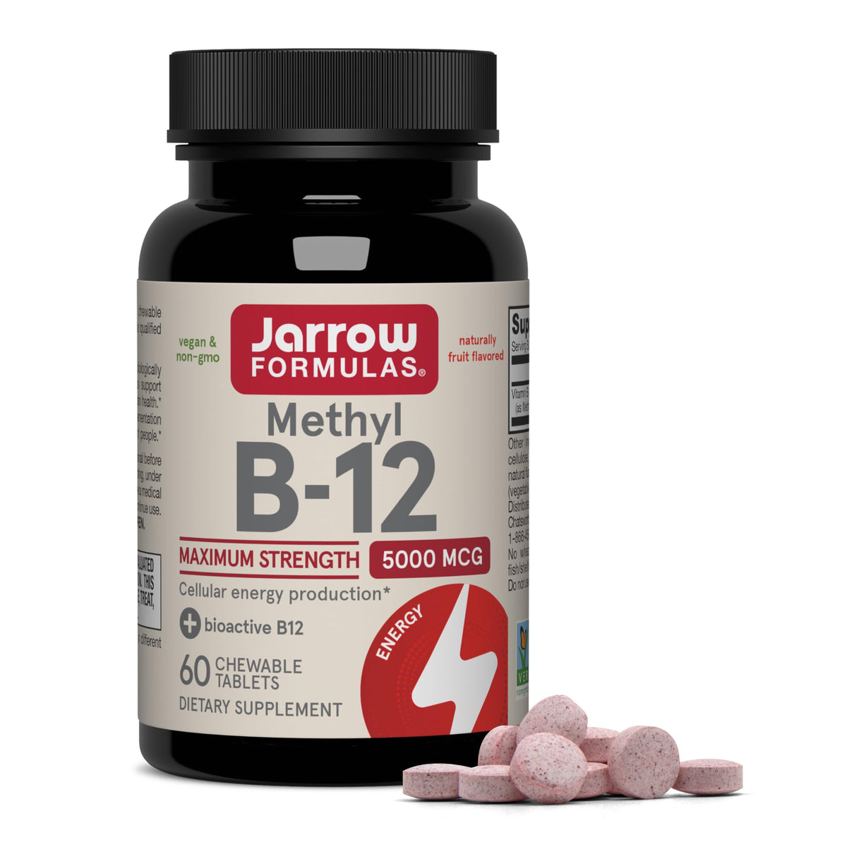 Jarrow Methyl B-12 5000 mcg comprimés à mâcher devant l'emballage