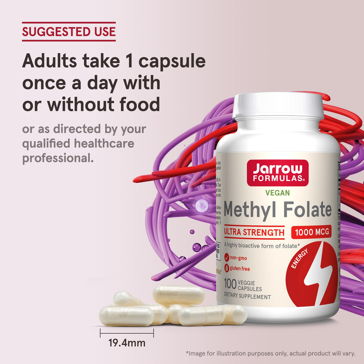 Jarrow Methyl Folate 1000 mcg avec ingrédients