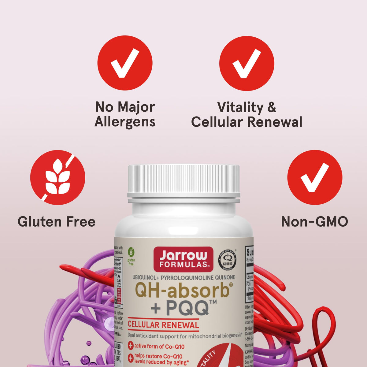Jarrow QH-Absorb + PQQ gélules molles avec un verre d'eau
