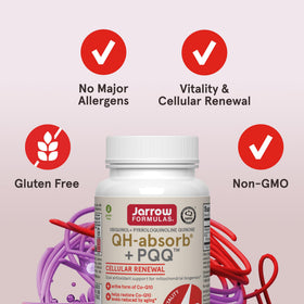 Jarrow QH-Absorb + PQQ gélules molles avec un verre d'eau