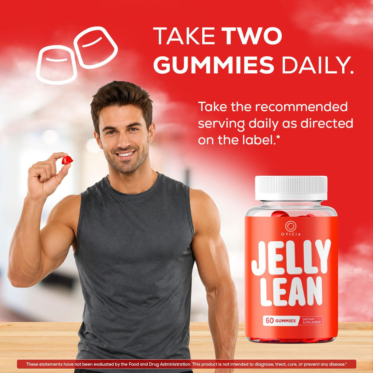 Jelly Lean Gummies d'OVICIA sur une table, style de vie