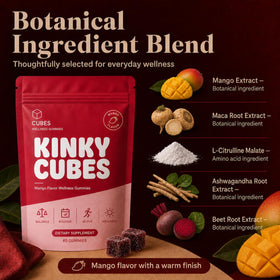 JellyFil Kinky Cubes Gummies ouverte avec gélifiés à l'intérieur