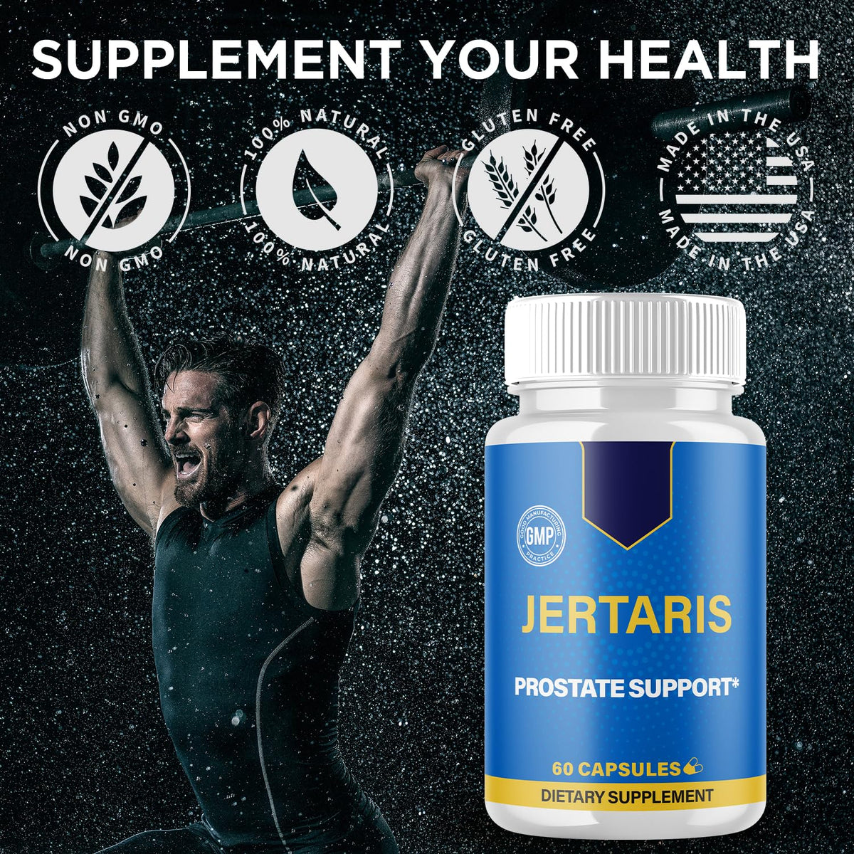 Jertaris Capsules sur une table avec des accessoires de santé