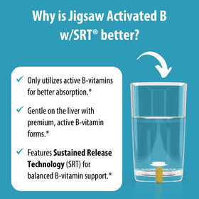 Jigsaw Health B Activé SRT 120 comprimés avec étiquette visible