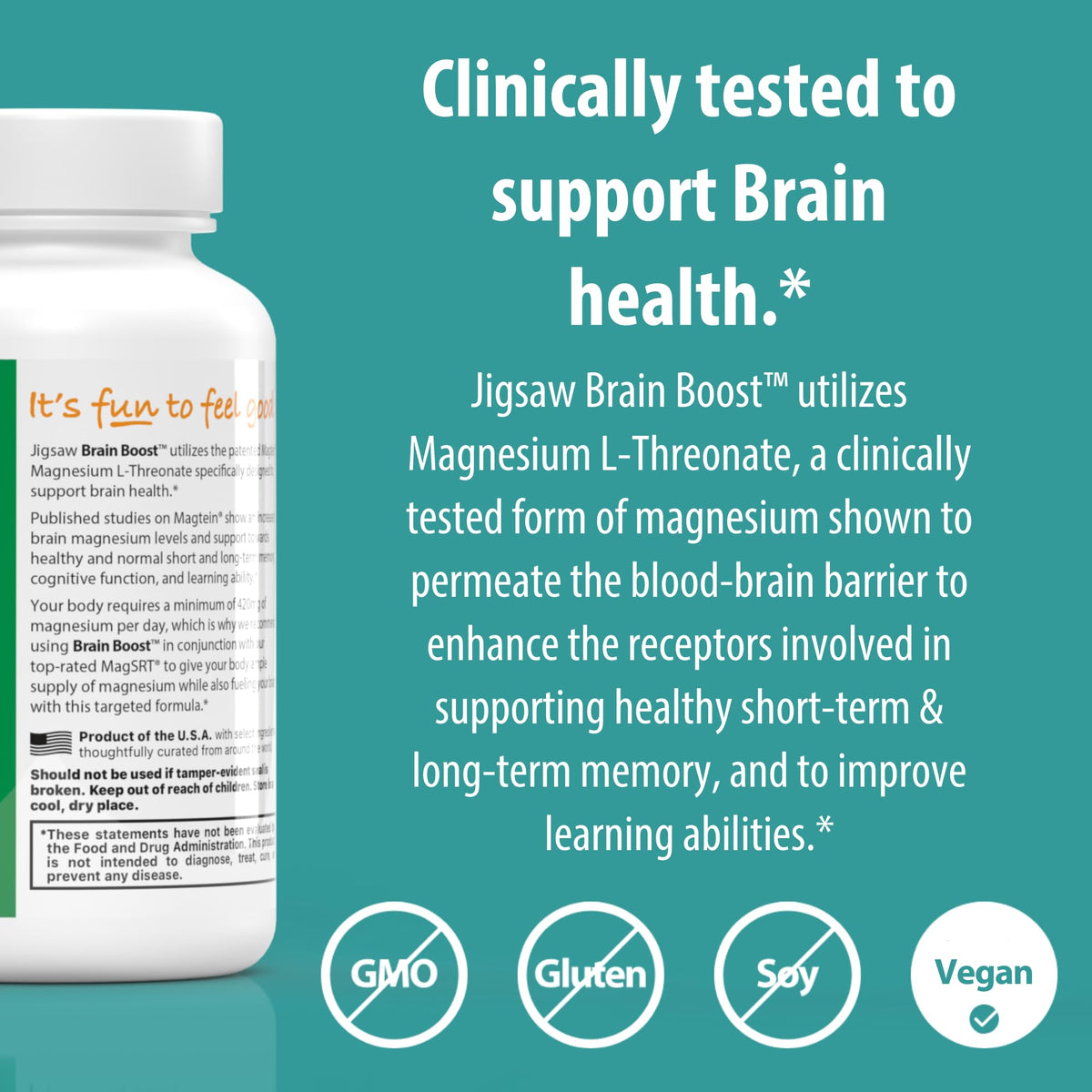 Jigsaw Health Brain support 90 capsules vue arrière