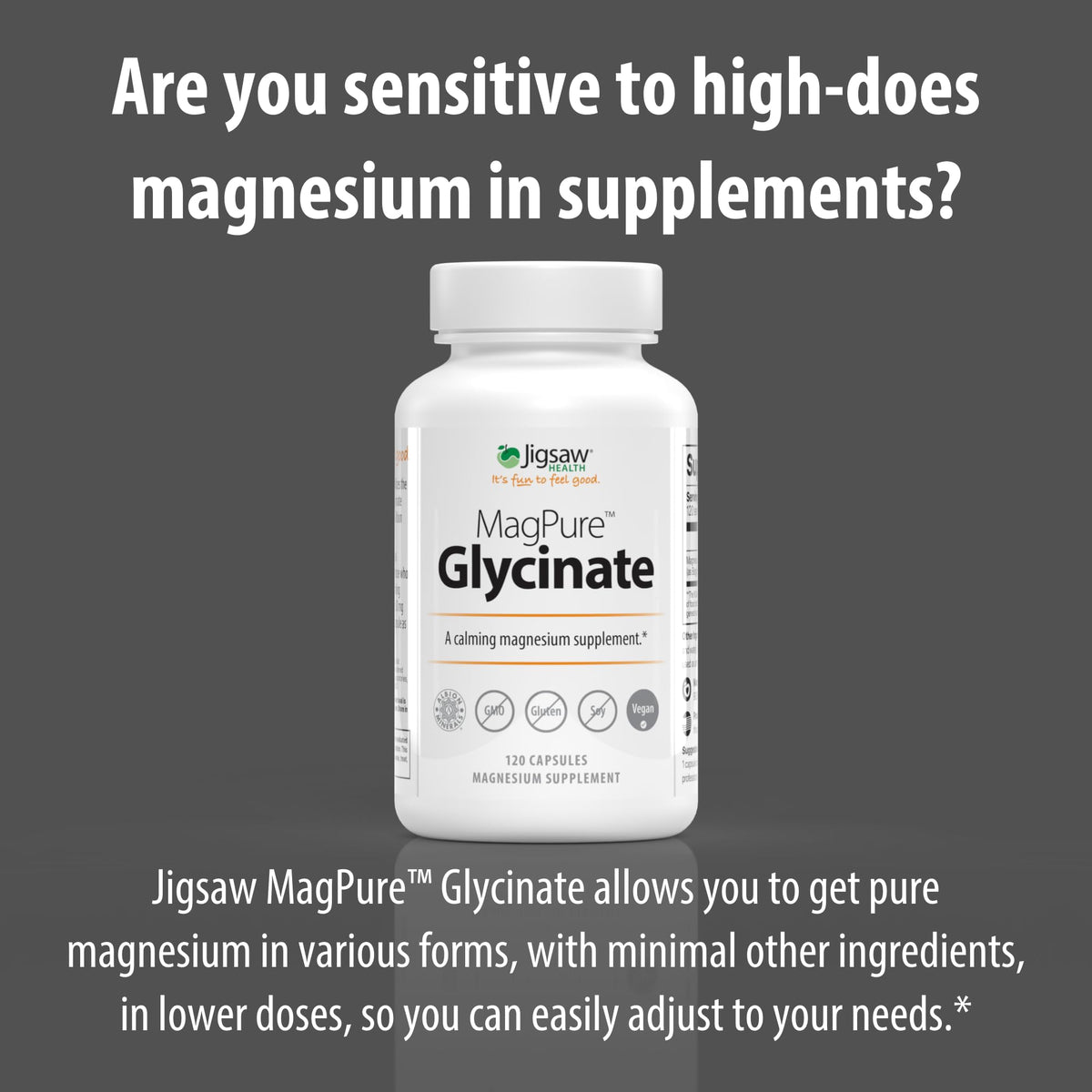 Jigsaw Health MagPure Glycinate capsules ouvertes sur une table