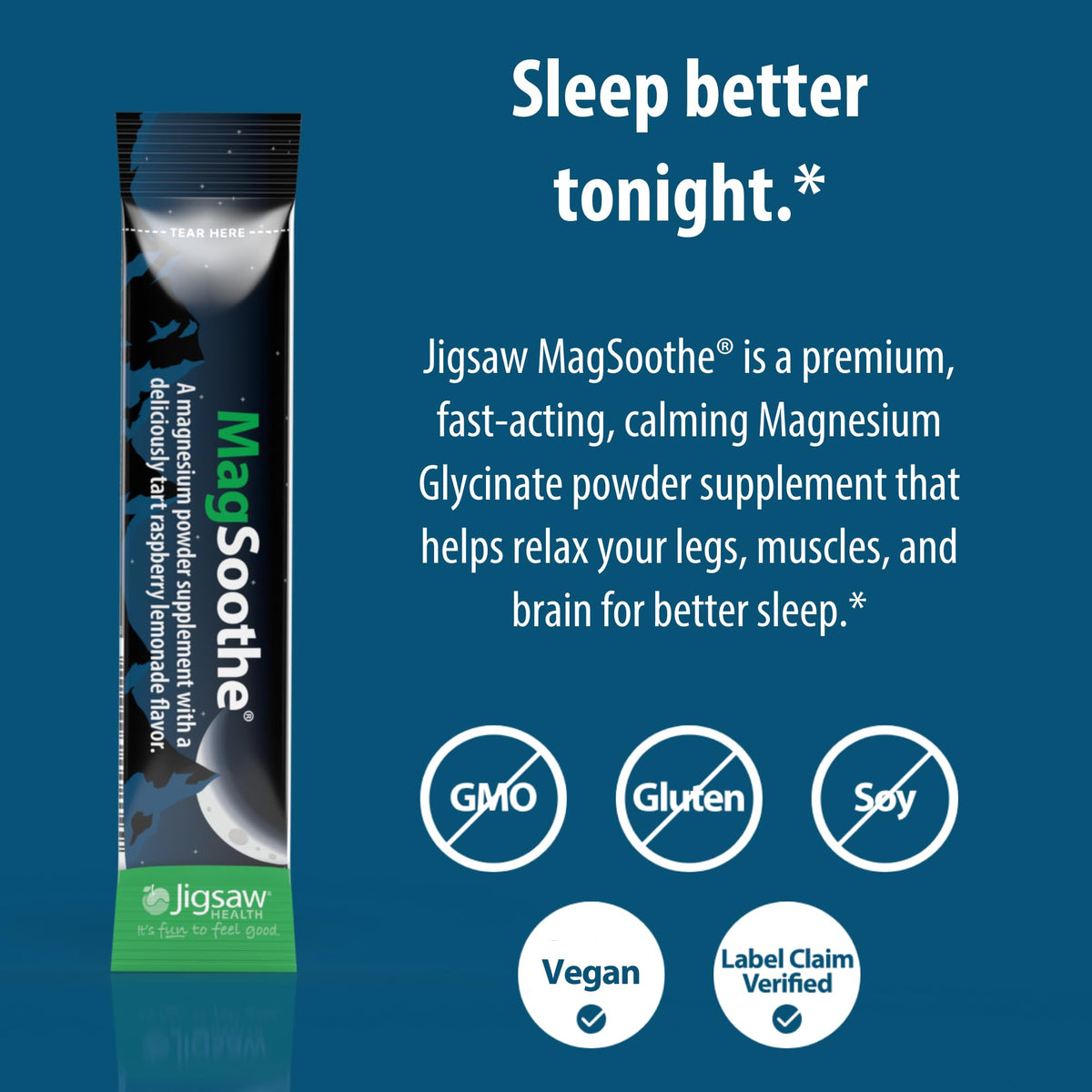 Jigsaw Health MagSoothe Poudre de Magnésium Glycinate dans un verre d'eau